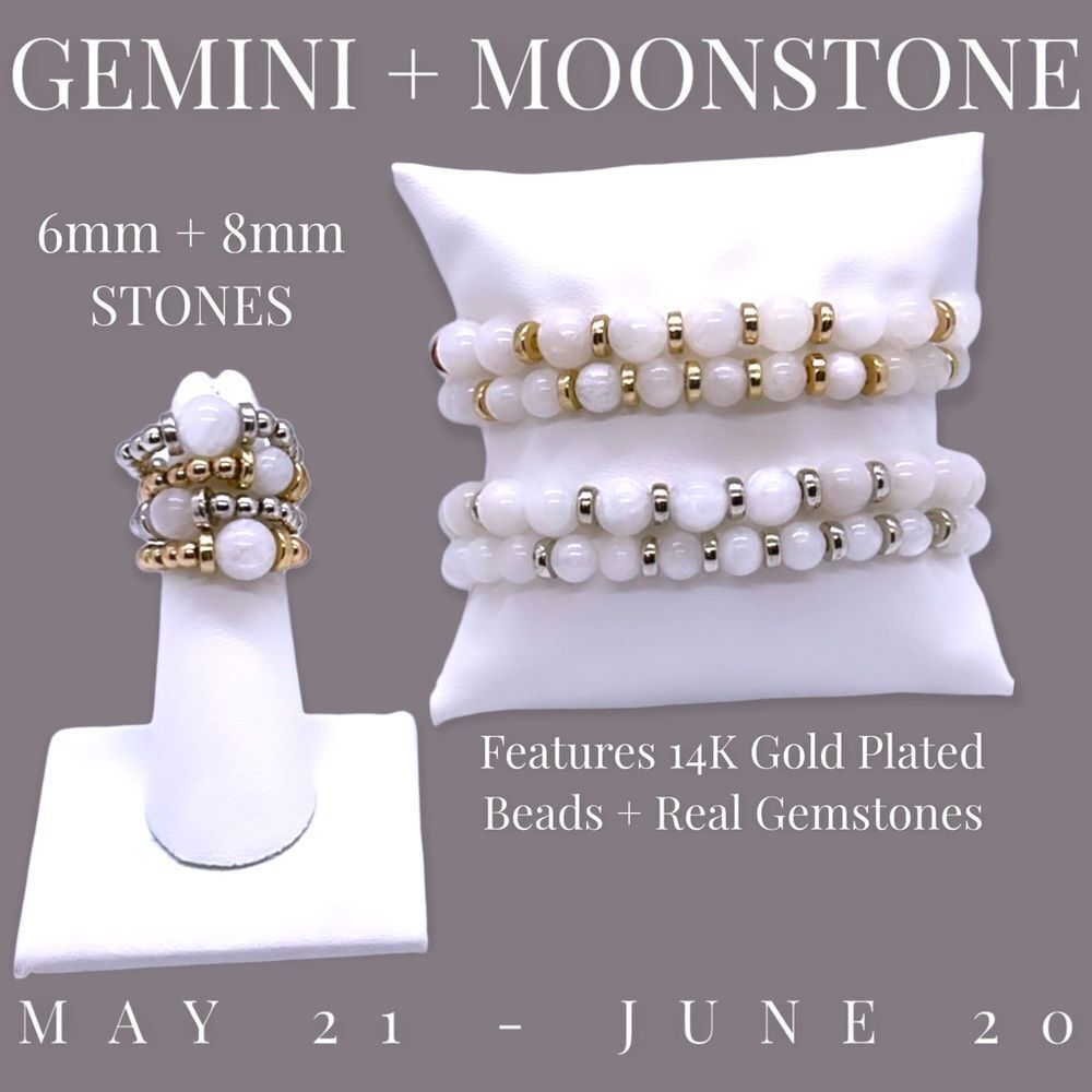 NWT Wool + Pepper Co. Gemini + Moonstone Ring - Zodiac x Gemstone Collection